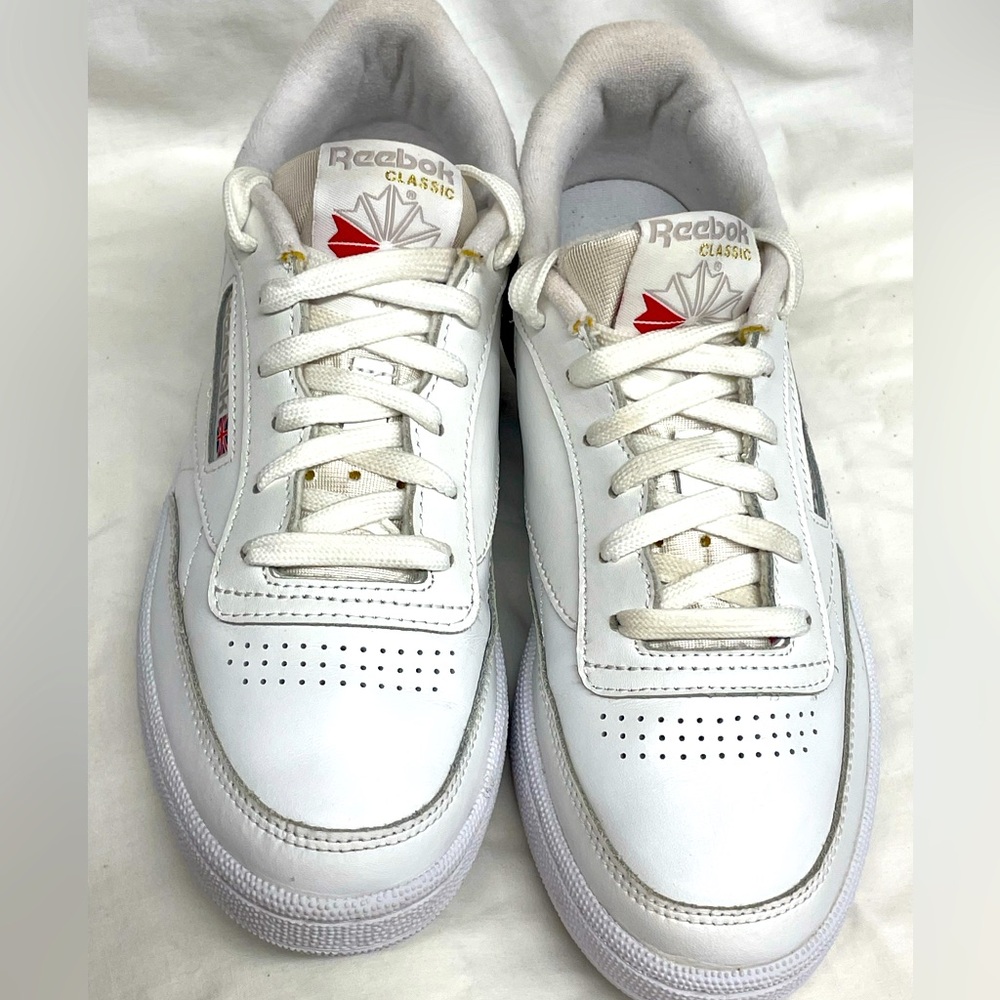 Reebok club C 85 white leather low top sneakers ladies sz 8 - Picture 3 of 9
